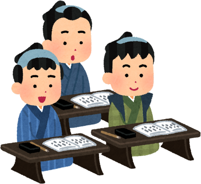 Illustration of Edo Period Children Studying in a Temple School